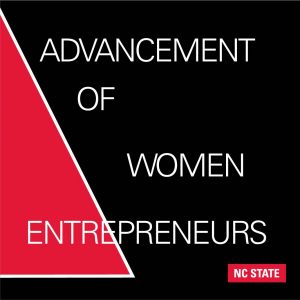 Logo for Advancement of Women Entrepreneurs AWE at NC State University.