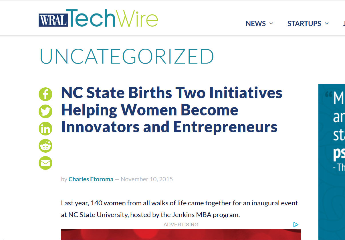 NC State Births Two Initiatives Helping Women Become Innovators and Entrepreneurs